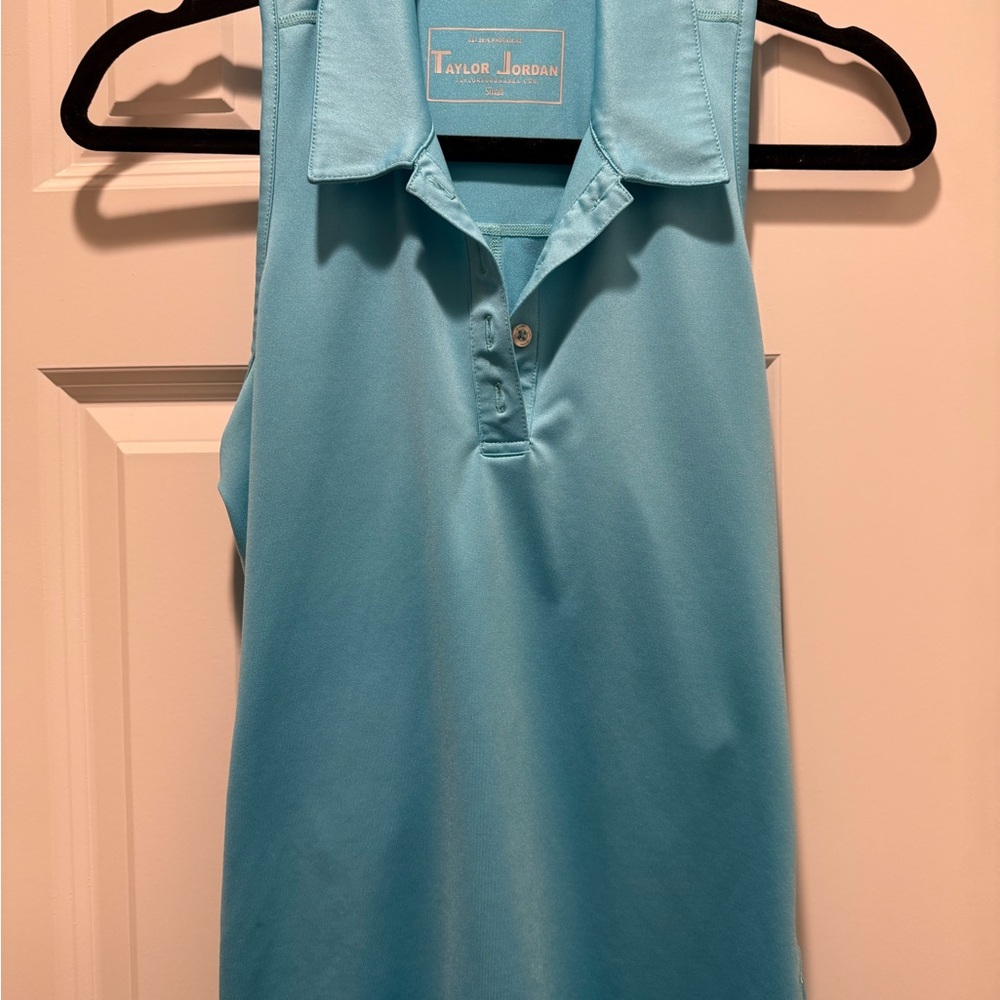 Taylor Jordan racerback golf polo. Turquoise size small.